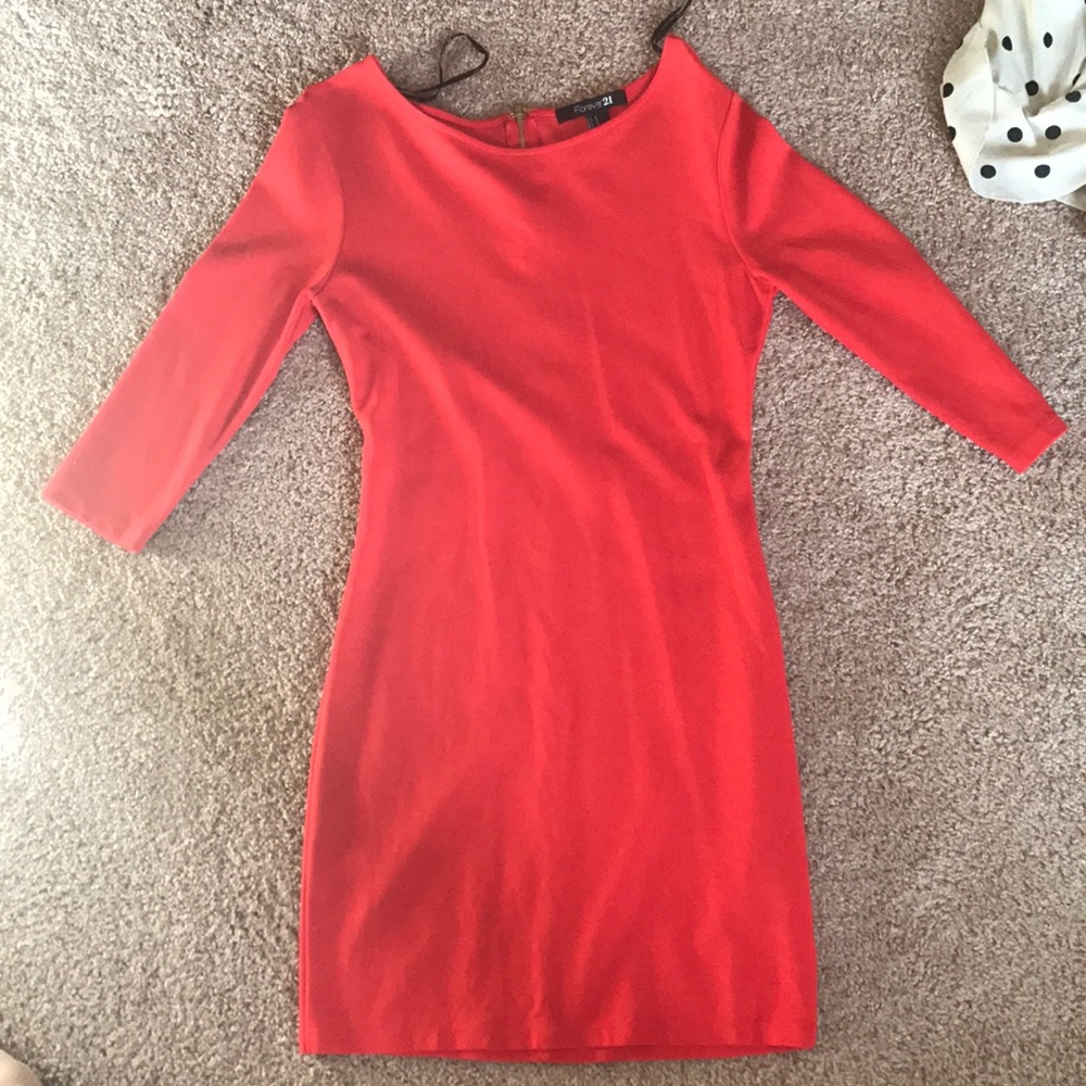 Red body con dress